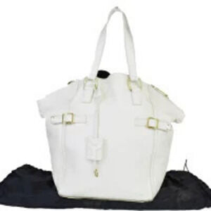 Saint Laurent Yves Downtown Shoulder Bag Handbag White Leather